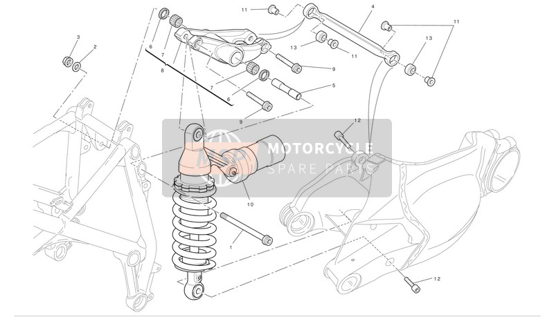 Ducati SUPERBIKE 848 EVO EU 2011 Sospensione posteriore per un 2011 Ducati SUPERBIKE 848 EVO EU