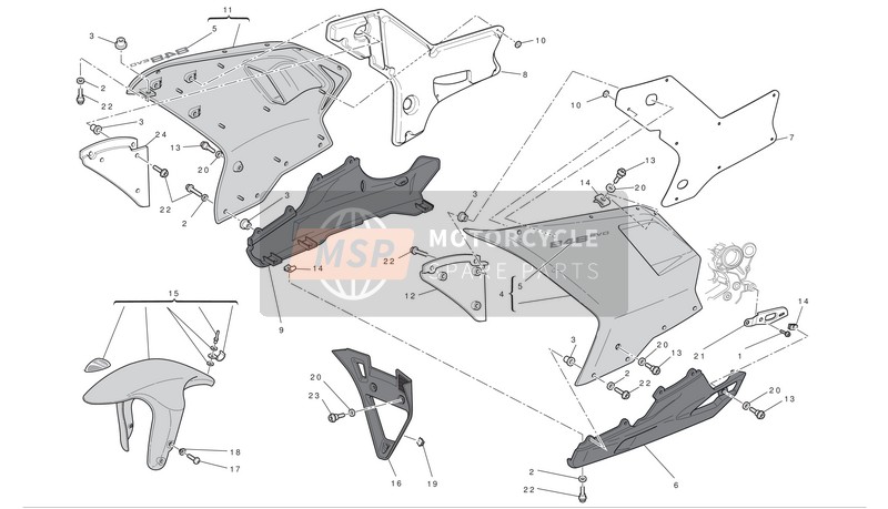 48012302BG, SEMI-CARENADO Inferior Derecha, Ducati, 0