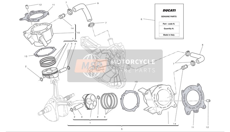 Ducati SUPERBIKE 848 EVO EU 2012 Cylindres - Pistons pour un 2012 Ducati SUPERBIKE 848 EVO EU