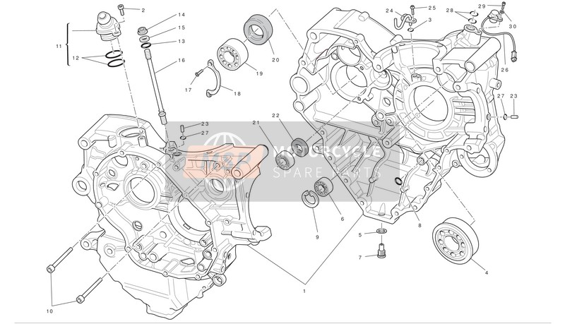 Ducati SUPERBIKE 848 EVO EU 2012 Mitades del cárter para un 2012 Ducati SUPERBIKE 848 EVO EU