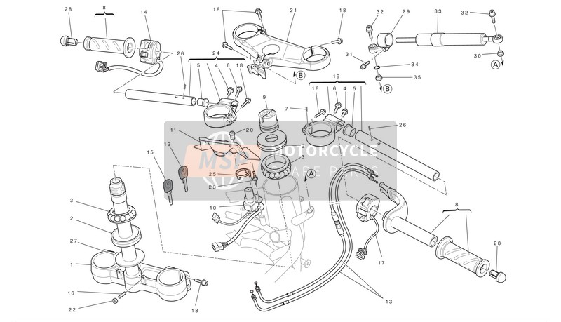 Ducati SUPERBIKE 848 EVO EU 2012 Sturen en bedieningselementen voor een 2012 Ducati SUPERBIKE 848 EVO EU