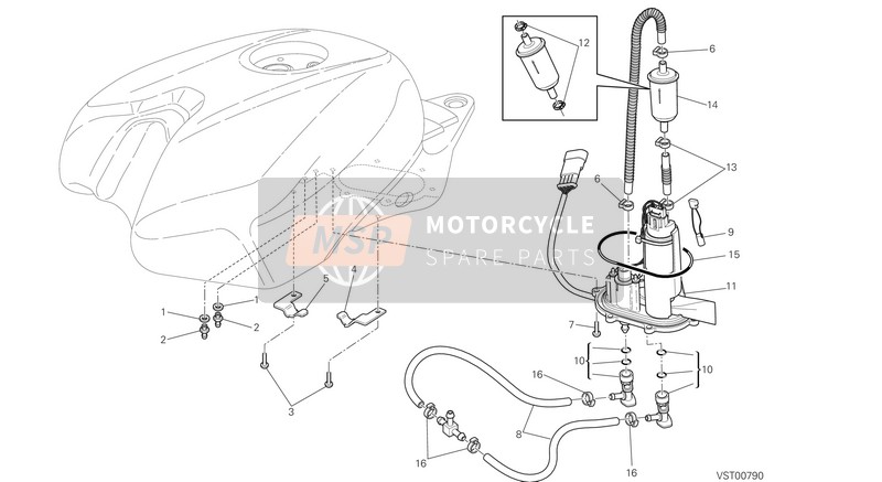 Ducati SUPERBIKE 848 EVO EU 2013 Pompe à carburant pour un 2013 Ducati SUPERBIKE 848 EVO EU