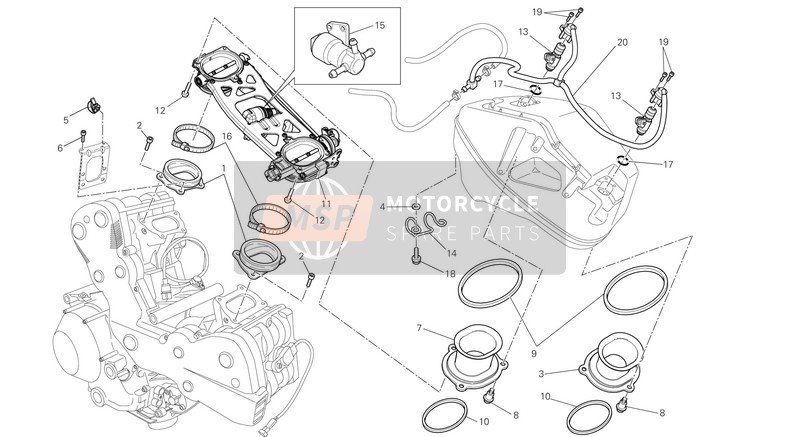 Ducati SUPERBIKE 848 EVO EU 2013 Throttle Body for a 2013 Ducati SUPERBIKE 848 EVO EU