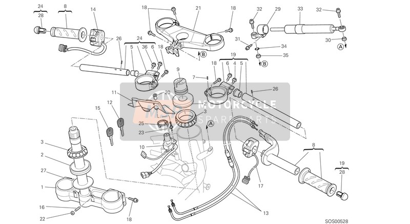 Ducati SUPERBIKE 848 EVO Usa 2013 Handlebar for a 2013 Ducati SUPERBIKE 848 EVO Usa