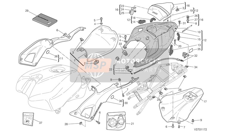 Ducati SUPERBIKE 848 EVO Usa 2013 Zadel voor een 2013 Ducati SUPERBIKE 848 EVO Usa