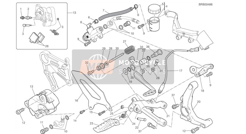 Ducati SUPERBIKE 899 PANIGALE ABS EU 2015 Frein arriere pour un 2015 Ducati SUPERBIKE 899 PANIGALE ABS EU