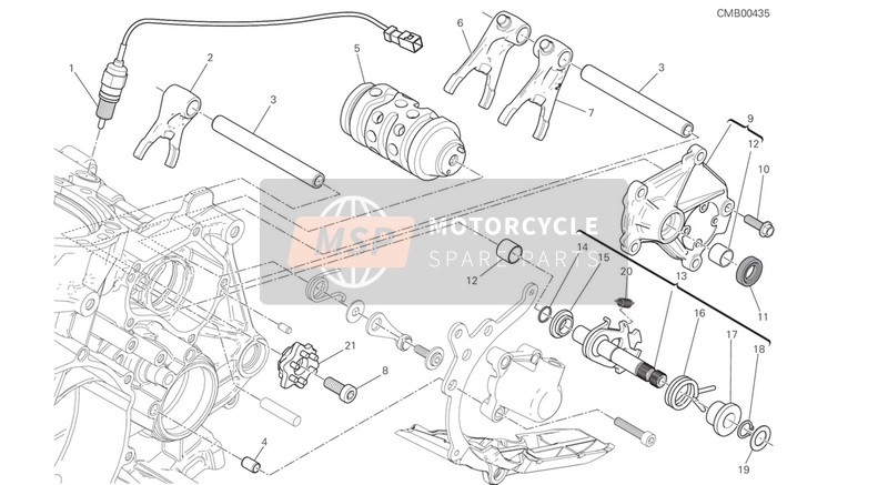 18220381B, Versnellingsbak Trommel Flens Assemblage, Ducati, 2