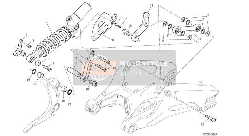 Ducati SUPERBIKE 899 PANIGALE ABS USA 2015 Suspension arrière pour un 2015 Ducati SUPERBIKE 899 PANIGALE ABS USA