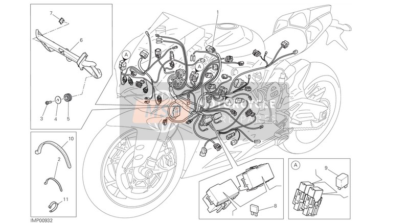 Ducati SUPERBIKE 899 PANIGALE ABS USA 2015 Faisceau de câblage pour un 2015 Ducati SUPERBIKE 899 PANIGALE ABS USA