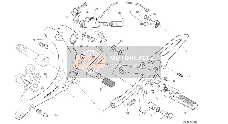 Ducati SUPERBIKE 959 PANIGALE ABS USA 2017 Fußstützen links für ein 2017 Ducati SUPERBIKE 959 PANIGALE ABS USA