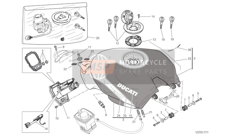 Ducati SUPERBIKE 959 PANIGALE CORSE USA 2019 Tank voor een 2019 Ducati SUPERBIKE 959 PANIGALE CORSE USA