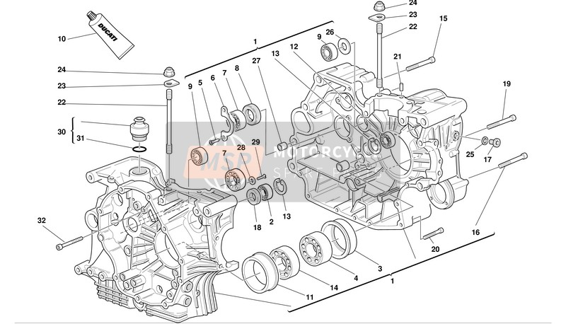 Ducati SUPERBIKE 996 Eu 2001 Mezzo carter per un 2001 Ducati SUPERBIKE 996 Eu