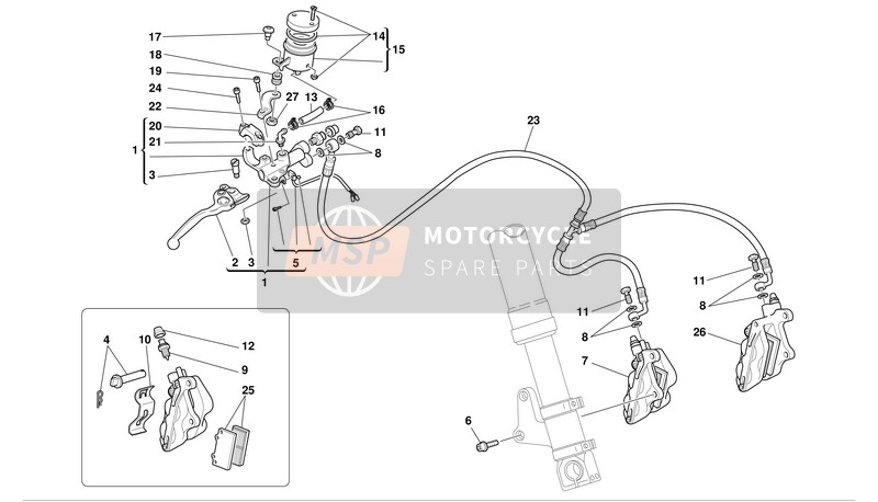 Ducati SUPERBIKE 996 Eu 2001 Freno idraulico anteriore per un 2001 Ducati SUPERBIKE 996 Eu