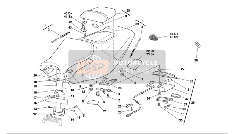 Ducati SUPERBIKE 996 Usa 2001 Seat for a 2001 Ducati SUPERBIKE 996 Usa