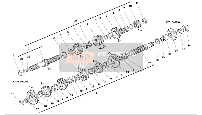 15020531A, Albero Secondario Completo, Ducati, 0