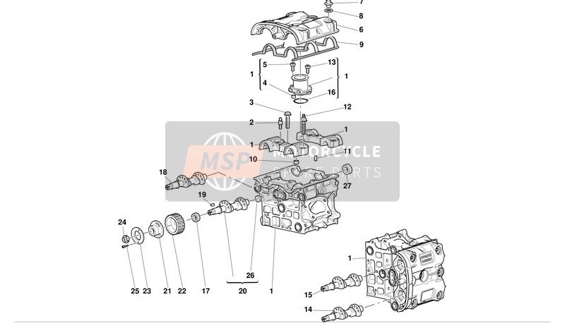 Ducati SUPERBIKE 996R Eu 2001 Kopf für ein 2001 Ducati SUPERBIKE 996R Eu