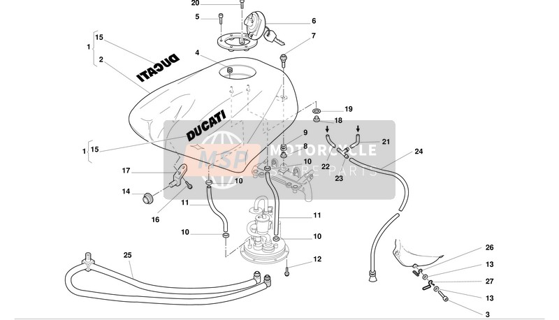 Ducati SUPERBIKE 996R Eu 2001 Serbatoio di carburante per un 2001 Ducati SUPERBIKE 996R Eu