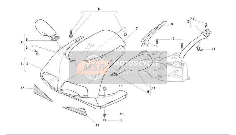 Ducati SUPERBIKE 996R Eu 2001 Koplamp kuip voor een 2001 Ducati SUPERBIKE 996R Eu