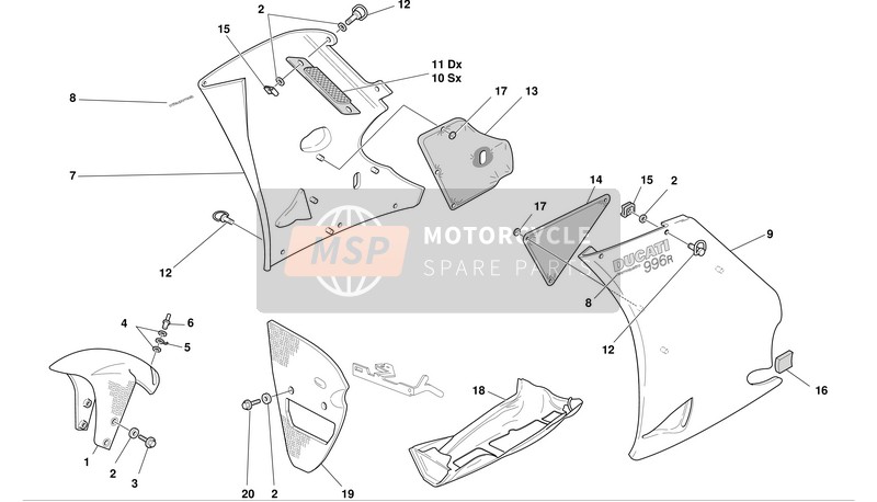 Ducati SUPERBIKE 996R Eu 2001 Carénage pour un 2001 Ducati SUPERBIKE 996R Eu