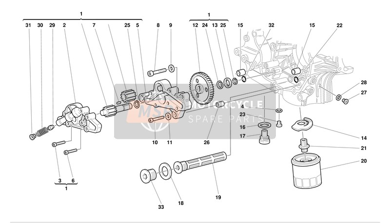 Ducati SUPERBIKE 996S Eu 2001 Filtri e pompa dell'olio per un 2001 Ducati SUPERBIKE 996S Eu