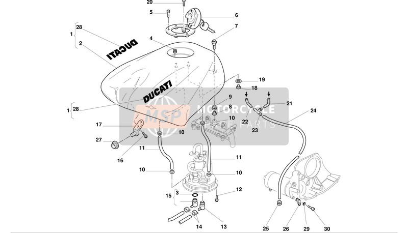 Ducati SUPERBIKE 996S Eu 2001 Depósito de combustible para un 2001 Ducati SUPERBIKE 996S Eu