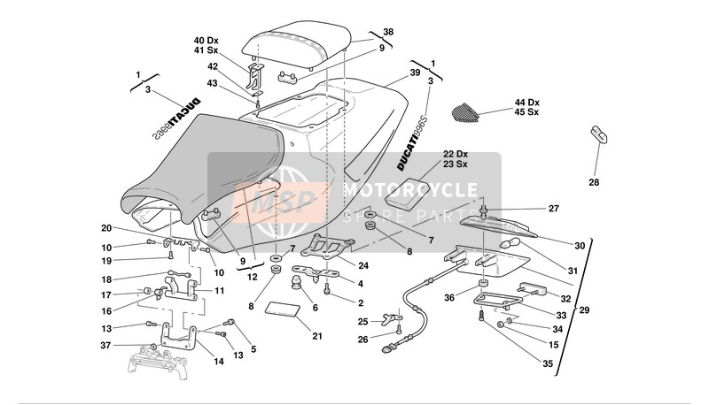 Ducati SUPERBIKE 996S Eu 2001 Siège pour un 2001 Ducati SUPERBIKE 996S Eu