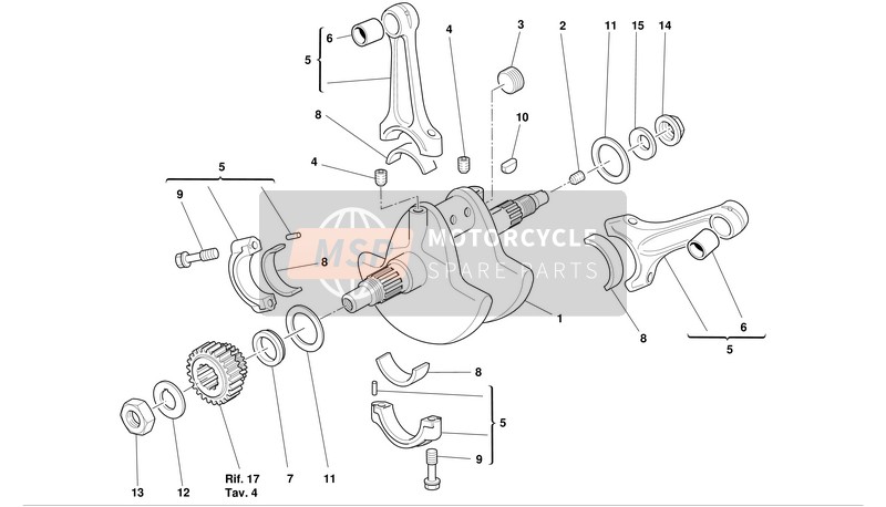 Ducati SUPERBIKE 998 BIP-MON Eu 2003 Vilebrequin pour un 2003 Ducati SUPERBIKE 998 BIP-MON Eu