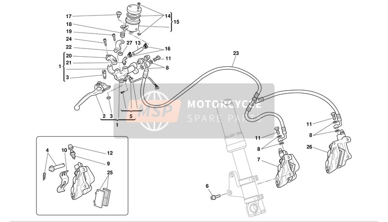 Ducati SUPERBIKE 998 BIP-MON Eu 2003 Frein hydraulique avant pour un 2003 Ducati SUPERBIKE 998 BIP-MON Eu