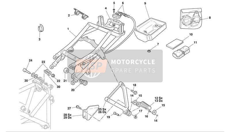 46510081A, Achter Links FOOT-REST, Ducati, 1