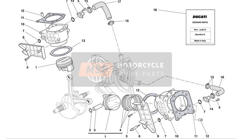 Ducati SUPERBIKE 998 BIP-MON Usa 2003 Cilindri - Pistoni per un 2003 Ducati SUPERBIKE 998 BIP-MON Usa