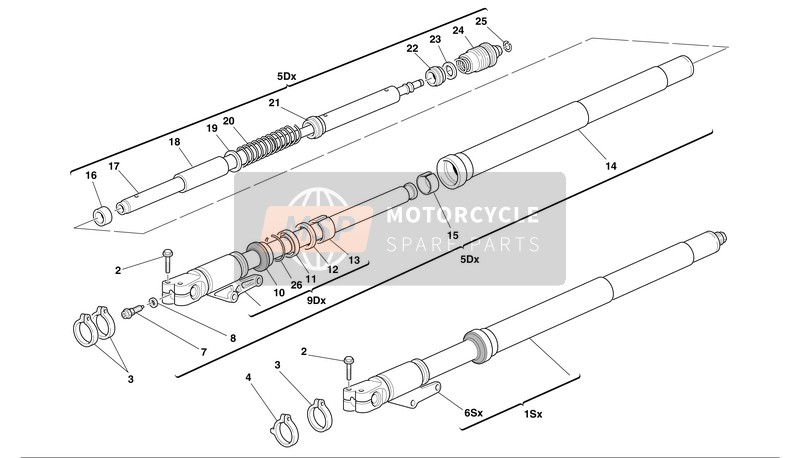 Ducati SUPERBIKE 998 BIP Eu 2002 Forcella anteriore per un 2002 Ducati SUPERBIKE 998 BIP Eu