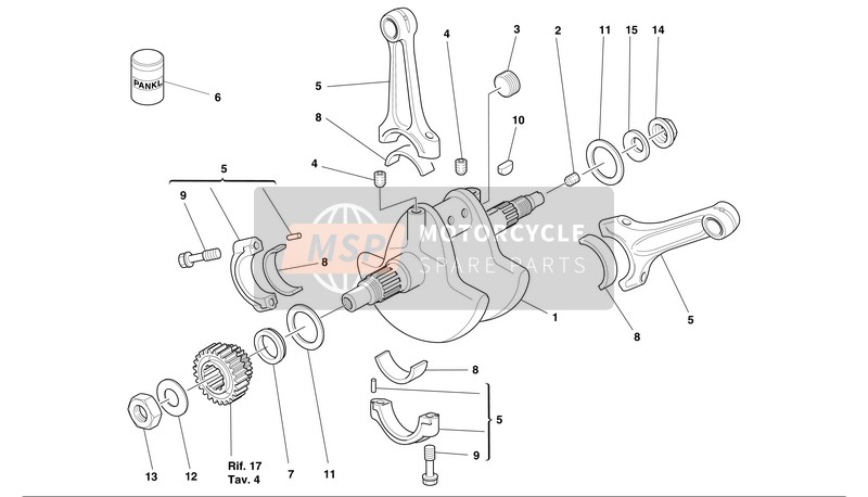 Ducati SUPERBIKE 998 BIP Usa 2002 Kurbelwelle für ein 2002 Ducati SUPERBIKE 998 BIP Usa