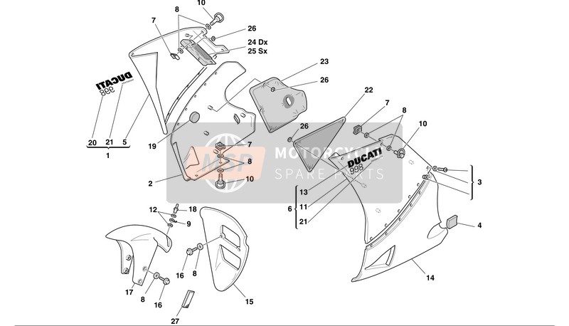 Ducati SUPERBIKE 998 BIP Usa 2002 Carénage pour un 2002 Ducati SUPERBIKE 998 BIP Usa