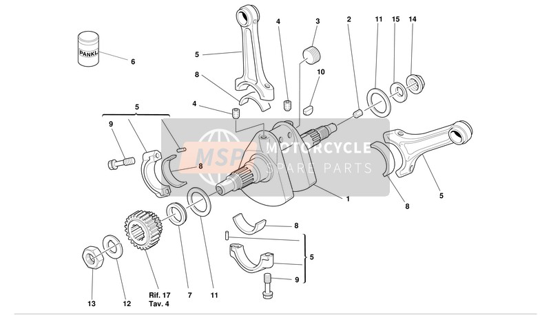 Ducati SUPERBIKE 998R D.M. 157 Eu 2002 Albero motore per un 2002 Ducati SUPERBIKE 998R D.M. 157 Eu