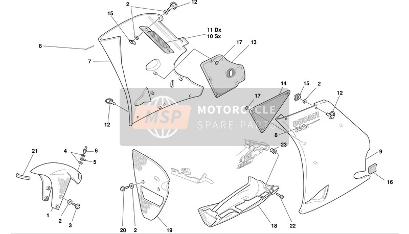 Ducati SUPERBIKE 998R D.M. 157 Eu 2002 Carénage pour un 2002 Ducati SUPERBIKE 998R D.M. 157 Eu