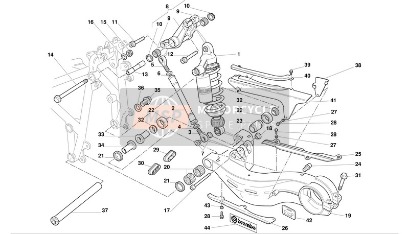 Ducati SUPERBIKE 998S BAYLISS Eu 2002 Aufhängung hinten für ein 2002 Ducati SUPERBIKE 998S BAYLISS Eu