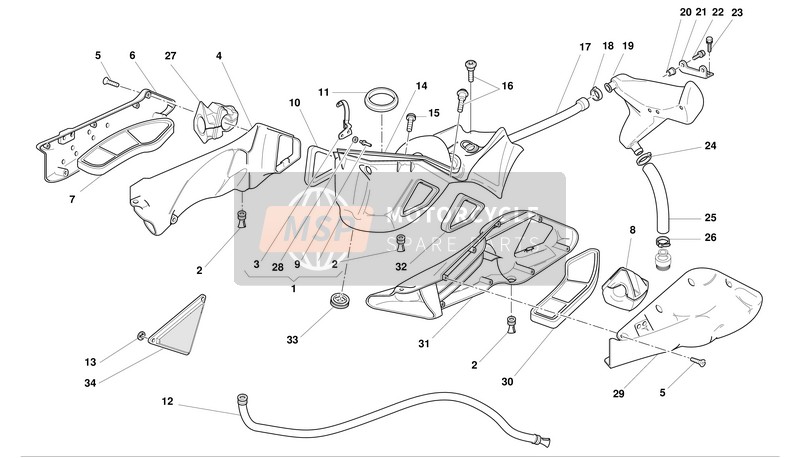 Ducati SUPERBIKE 998S BAYLISS Usa 2002 LUFTZUFUHR UND KURBELGEHÄUSEENTLÜFTUNG für ein 2002 Ducati SUPERBIKE 998S BAYLISS Usa