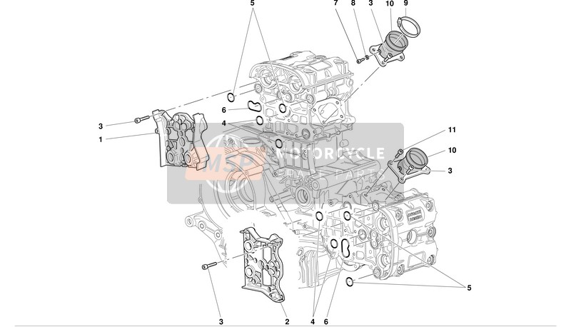 Ducati SUPERBIKE 998S BAYLISS Usa 2002 Colectores y cubrecabeza para un 2002 Ducati SUPERBIKE 998S BAYLISS Usa