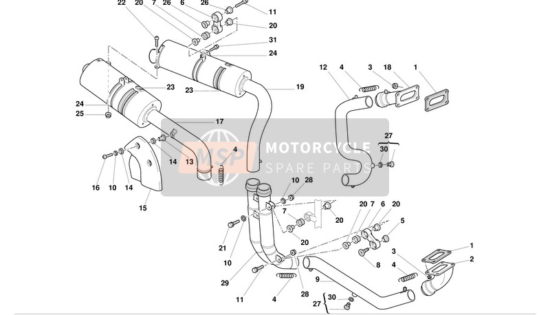 Ducati SUPERBIKE 998S BAYLISS Usa 2002 ABGASSYSTEM für ein 2002 Ducati SUPERBIKE 998S BAYLISS Usa