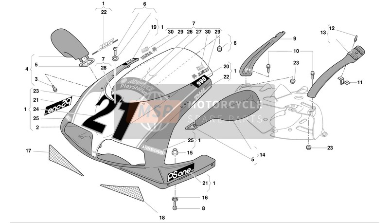 Ducati SUPERBIKE 998S BAYLISS Usa 2002 Cupolino per un 2002 Ducati SUPERBIKE 998S BAYLISS Usa