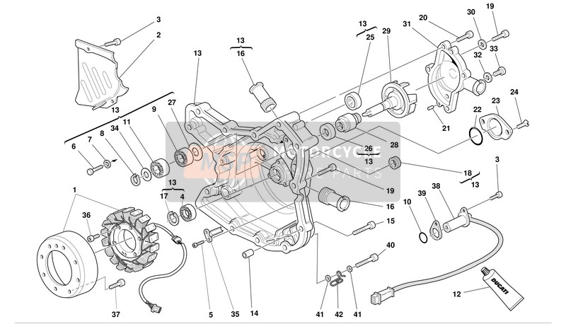 Ducati SUPERBIKE 998S BOSTROM Eu 2002 Pompa dell'acqua - Copertura alternatore per un 2002 Ducati SUPERBIKE 998S BOSTROM Eu