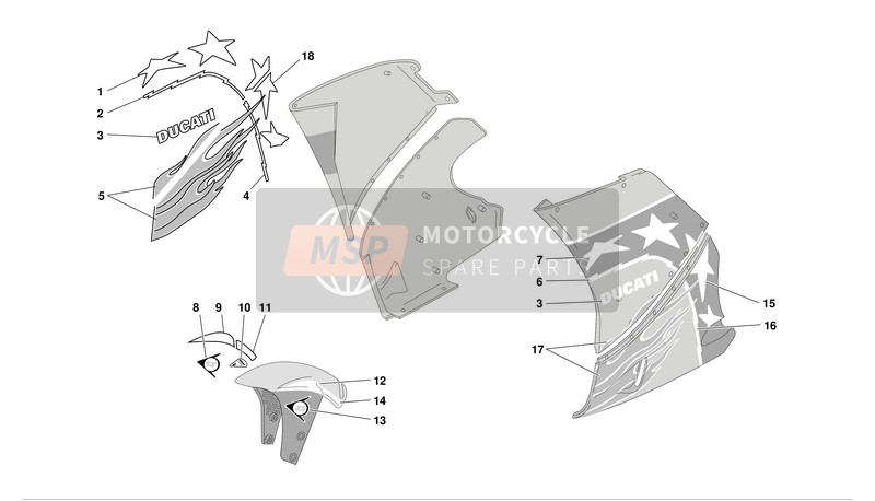 Ducati SUPERBIKE 998S BOSTROM Eu 2002 Carénage 1 pour un 2002 Ducati SUPERBIKE 998S BOSTROM Eu