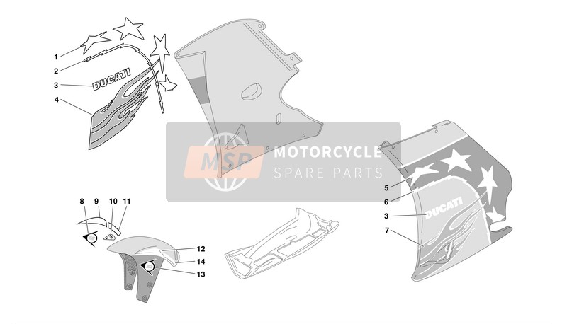 43812941A, Strip - Flash. White/fairing, Ducati, 1