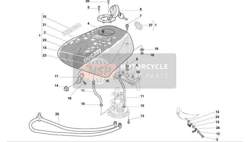 Ducati SUPERBIKE 998S BOSTROM Usa 2002 Benzinetank voor een 2002 Ducati SUPERBIKE 998S BOSTROM Usa