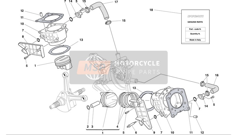Ducati SUPERBIKE 998S Eu 2002 Cylindres - Pistons pour un 2002 Ducati SUPERBIKE 998S Eu