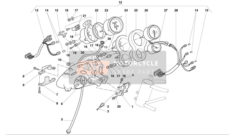 Ducati SUPERBIKE 998S Eu 2002 Tableau de bord pour un 2002 Ducati SUPERBIKE 998S Eu