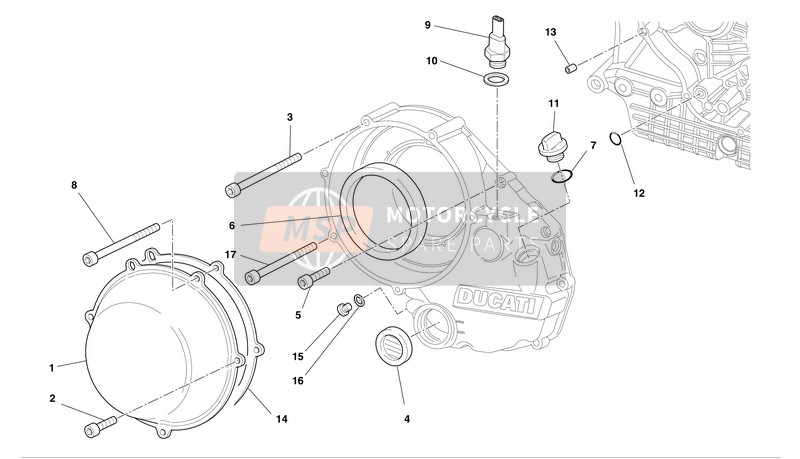 Ducati SUPERBIKE 999 BIP-MON Eu 2004 Tapa del embrague para un 2004 Ducati SUPERBIKE 999 BIP-MON Eu