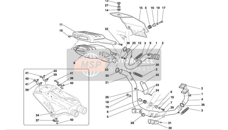 Ducati SUPERBIKE 999 BIP-MON Eu 2004 Impianto di scarico per un 2004 Ducati SUPERBIKE 999 BIP-MON Eu