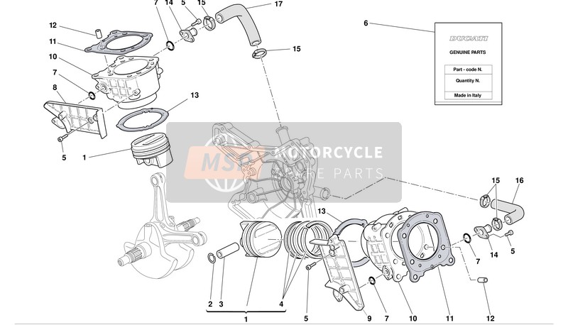 Ducati SUPERBIKE 999 BIP-MON Usa 2003 Cilindri - Pistoni per un 2003 Ducati SUPERBIKE 999 BIP-MON Usa