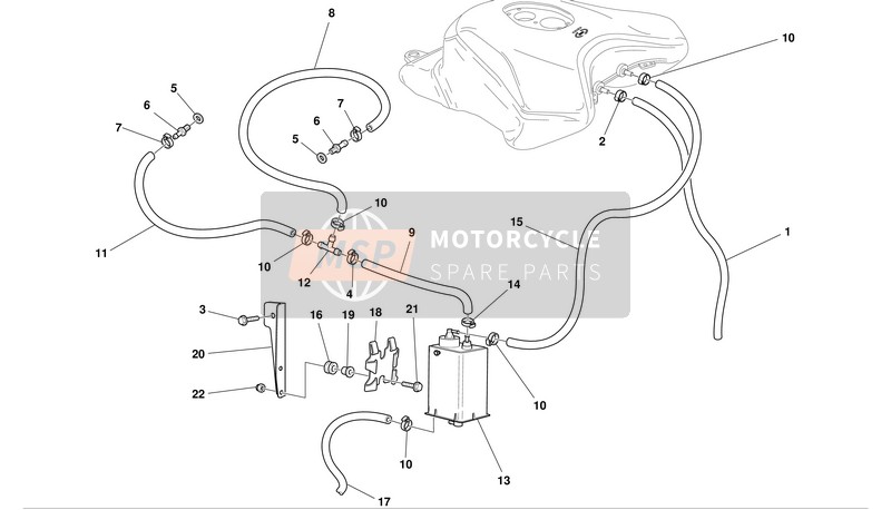 Ducati SUPERBIKE 999 BIP-MON Usa 2003 Alimentación de combustible para un 2003 Ducati SUPERBIKE 999 BIP-MON Usa